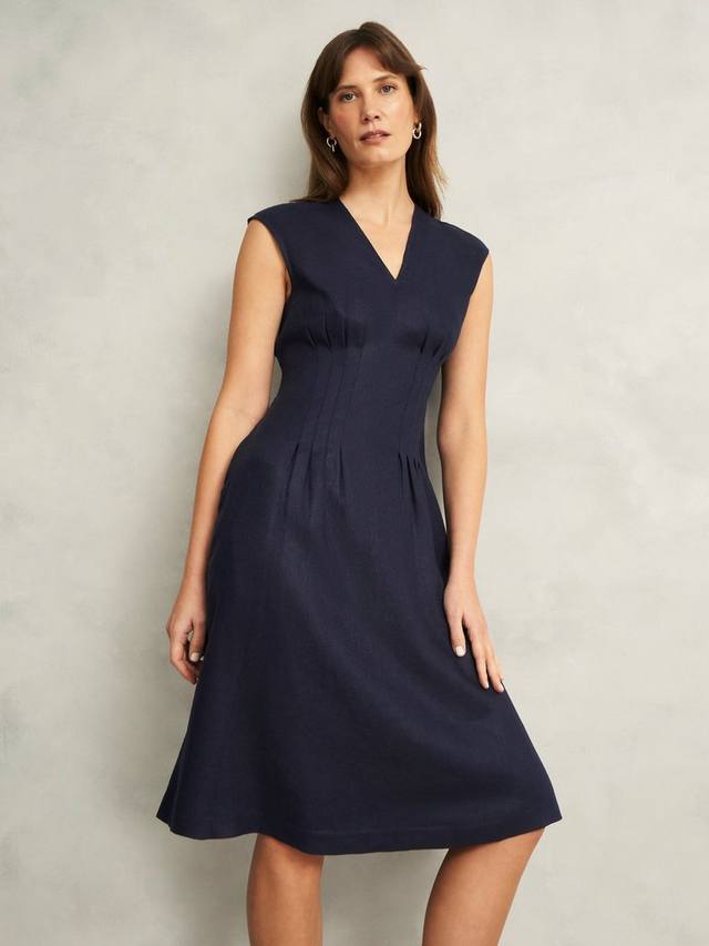 

Платье Kayleigh из чистого льна Hobbs, Navy