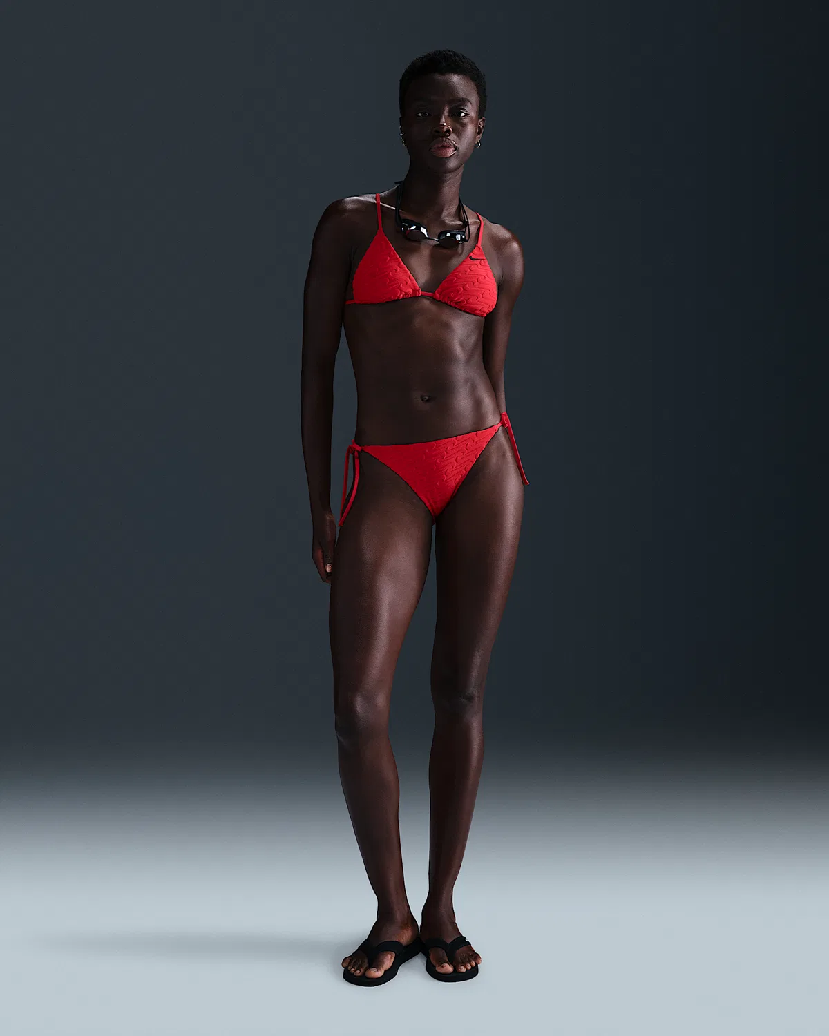 Женский треугольный бикини-топ Nike Swim с махровой текстурой, University Red — фото 4