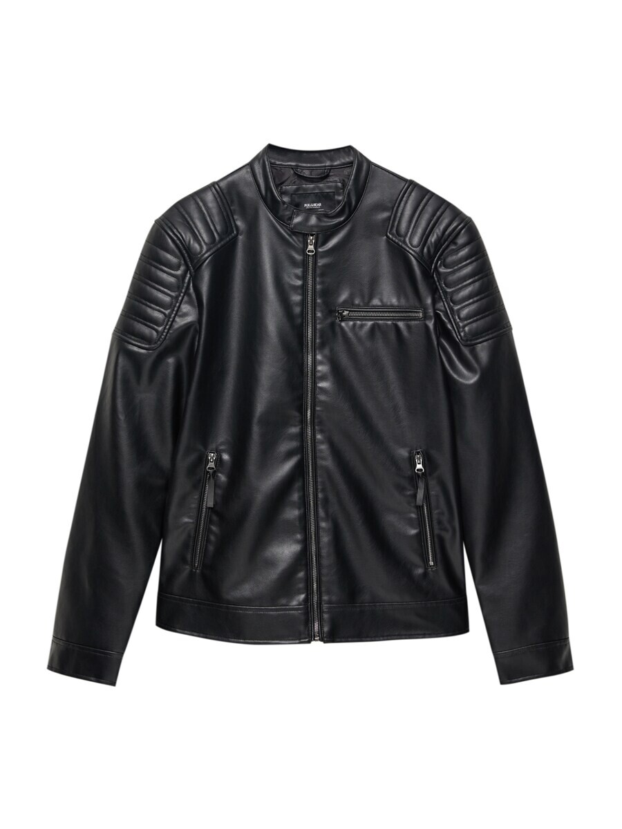 

Кожаная куртка Pull&Bear Between-Season Jacket, черный