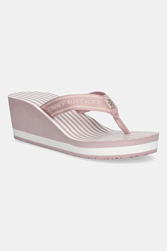Шлепки TH Stripes wedge beach sandal Tommy Hilfiger, розовый
