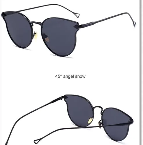 

Круглые солнцезащитные очки 2026, розовое золото, зеркальные солнцезащитные очки, очки «кошачий глаз», пляжная мода, хипстерский стиль MTZJH, Yd14 Gold Red