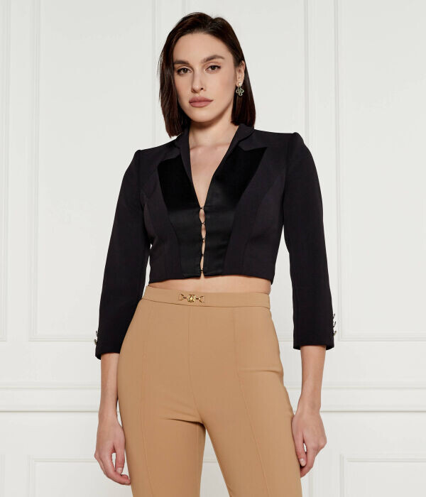 

Блейзер женский Elisabetta Franchi короткий с вырезом, черный