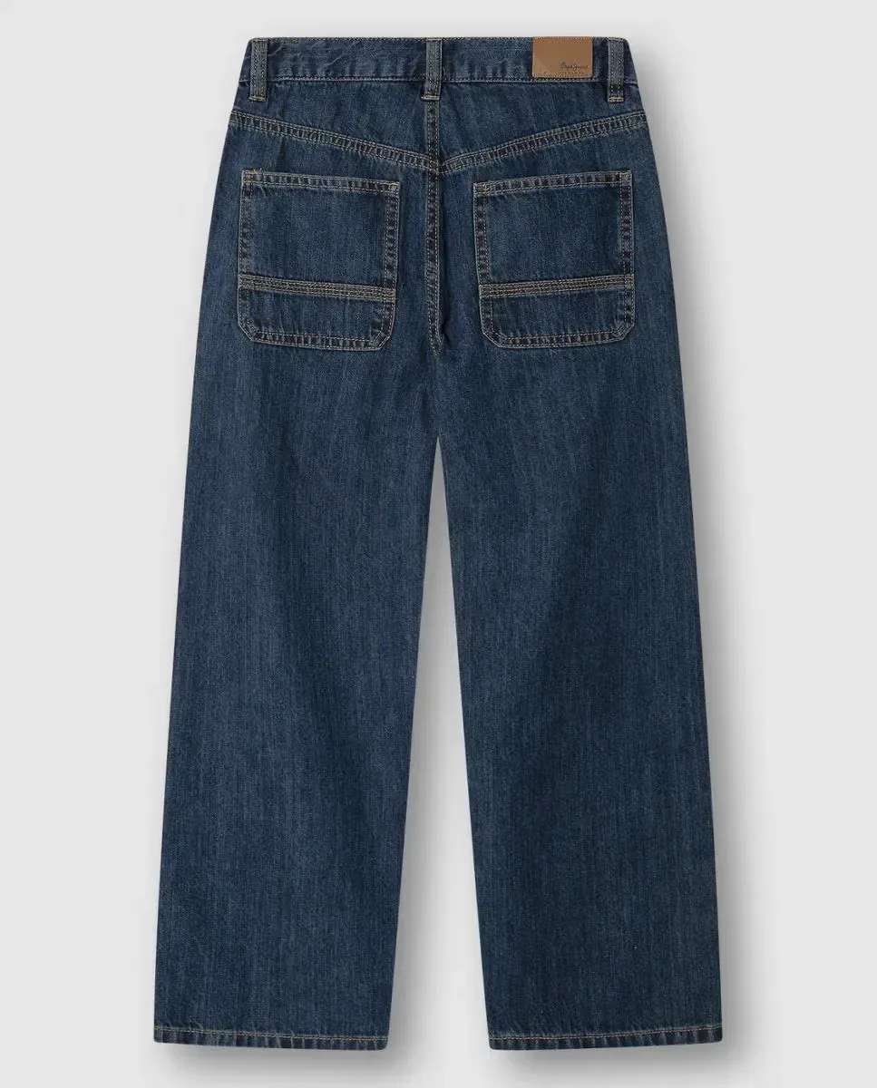 Джинсы с заплатками Loose Dan с двойными коленями для мальчика Pepe Jeans, индиго синий — фото 2