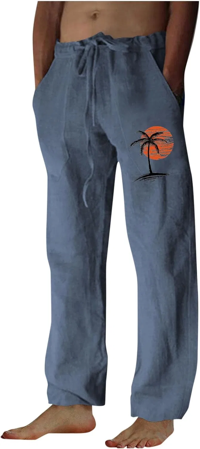 Брюки Casual прямые, мужские, хлопковые, синие generic