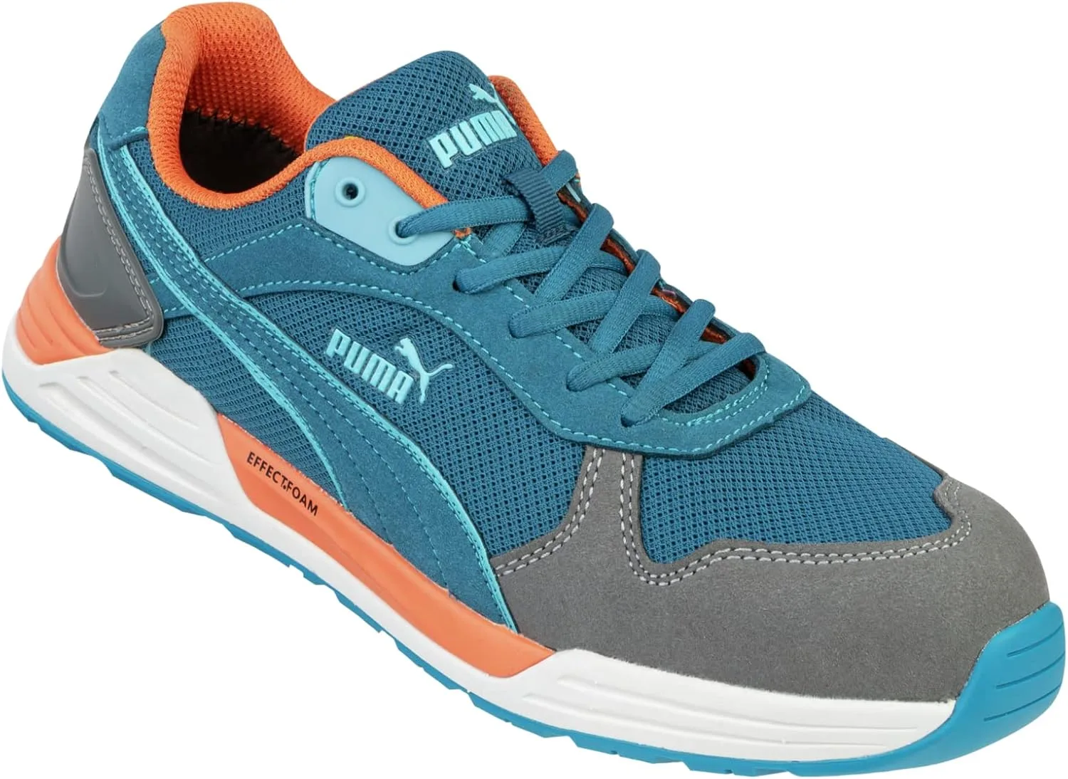 Низкие защитные ботинки PUMA Safety Frontside Low Work Shoe S1P ESD HRO SRC с защитным колпачком. Стекловолокно, низкое энергопотребление, теплоотвод, неметаллический вставок, мужской, синий