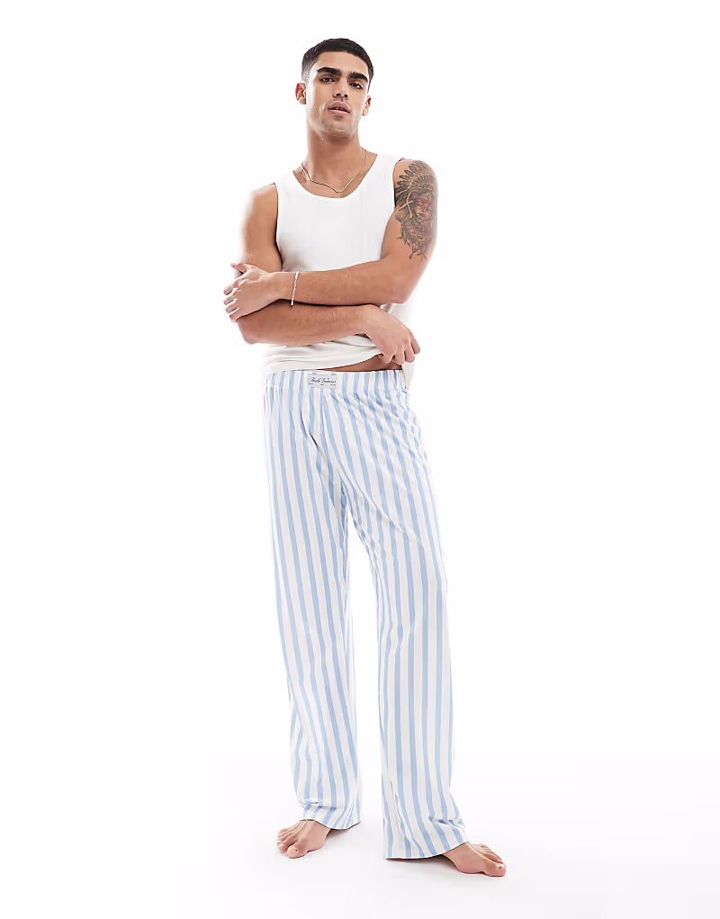 

Полосатые брюки для дома ASOS DESIGN, средне-голубой цвет