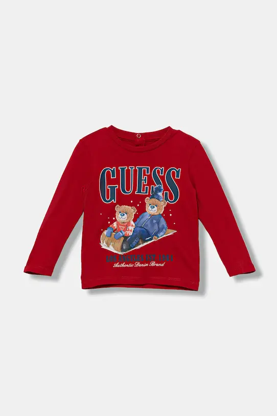 

Детская хлопковая кофта с длинным рукавом Guess, красный
