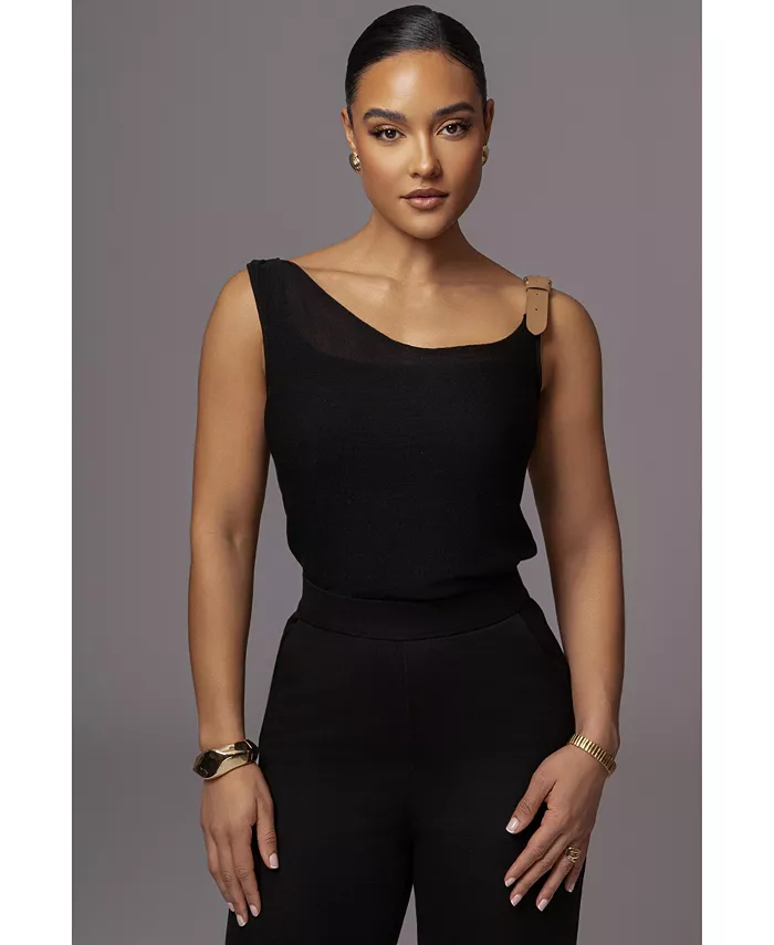 

Женский топ Shanti с декоративной пряжкой JLUXLABEL, черный