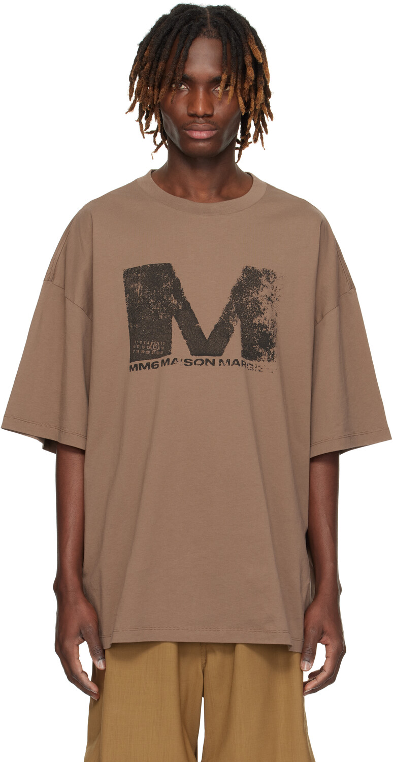 

Футболка с коричневым рисунком MM6 Maison Margiela