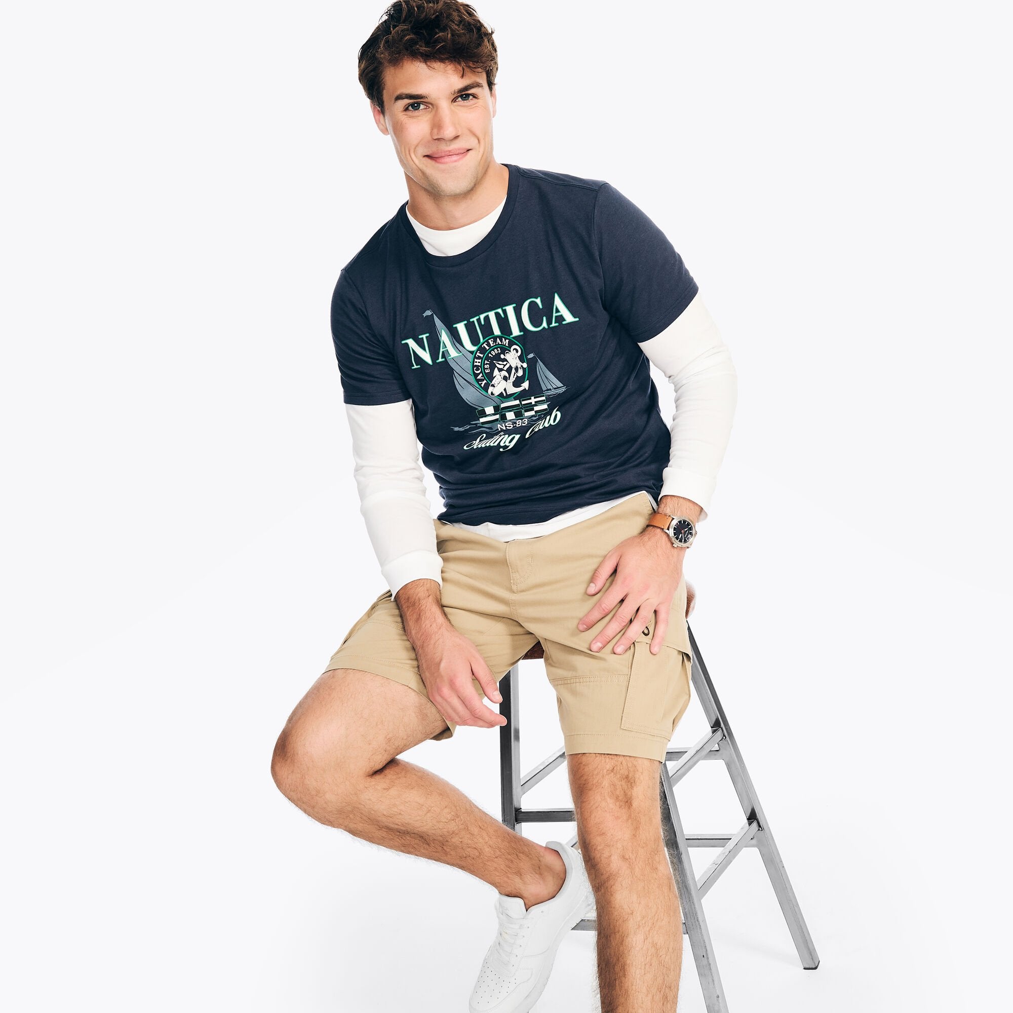 

Футболка с рисунком мужского парусного клуба Nautica, цвет navy seas