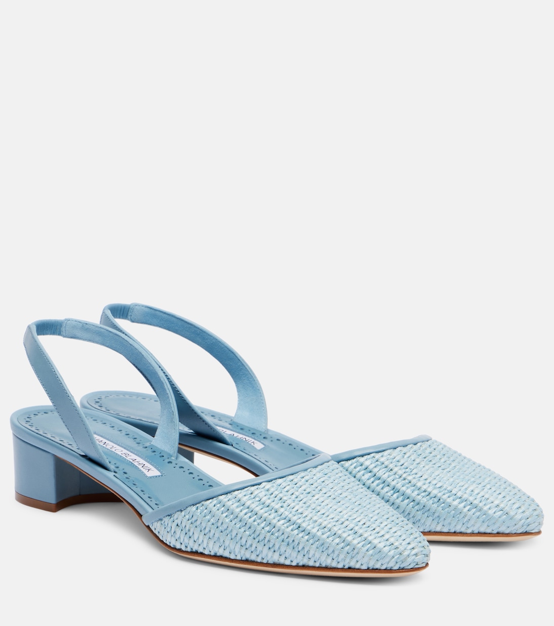 Раффро босоножки на каблуке с ремешком из рафии Manolo Blahnik, 4533/4241 Lblu /Mblu