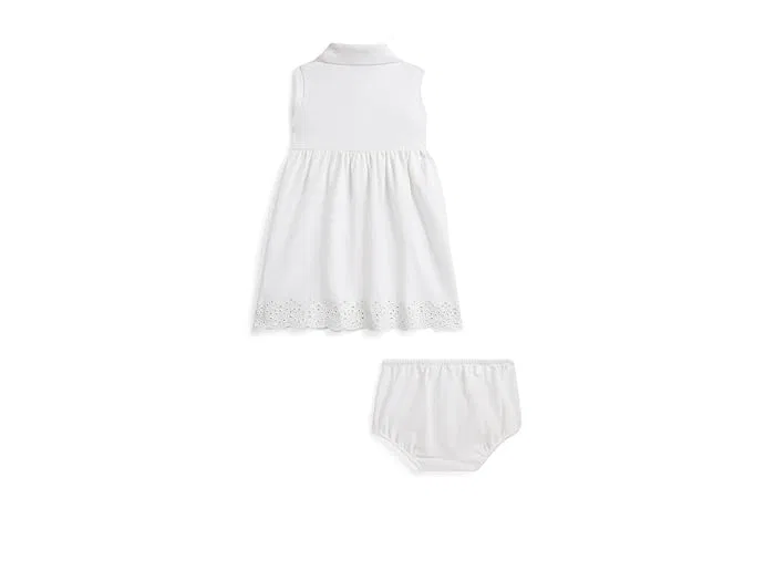 Платье поло с цветочным узором Eyelet Stretch Mesh Polo Dress & Bloomer Polo Ralph Lauren Kids, Bai Blue — фото 2