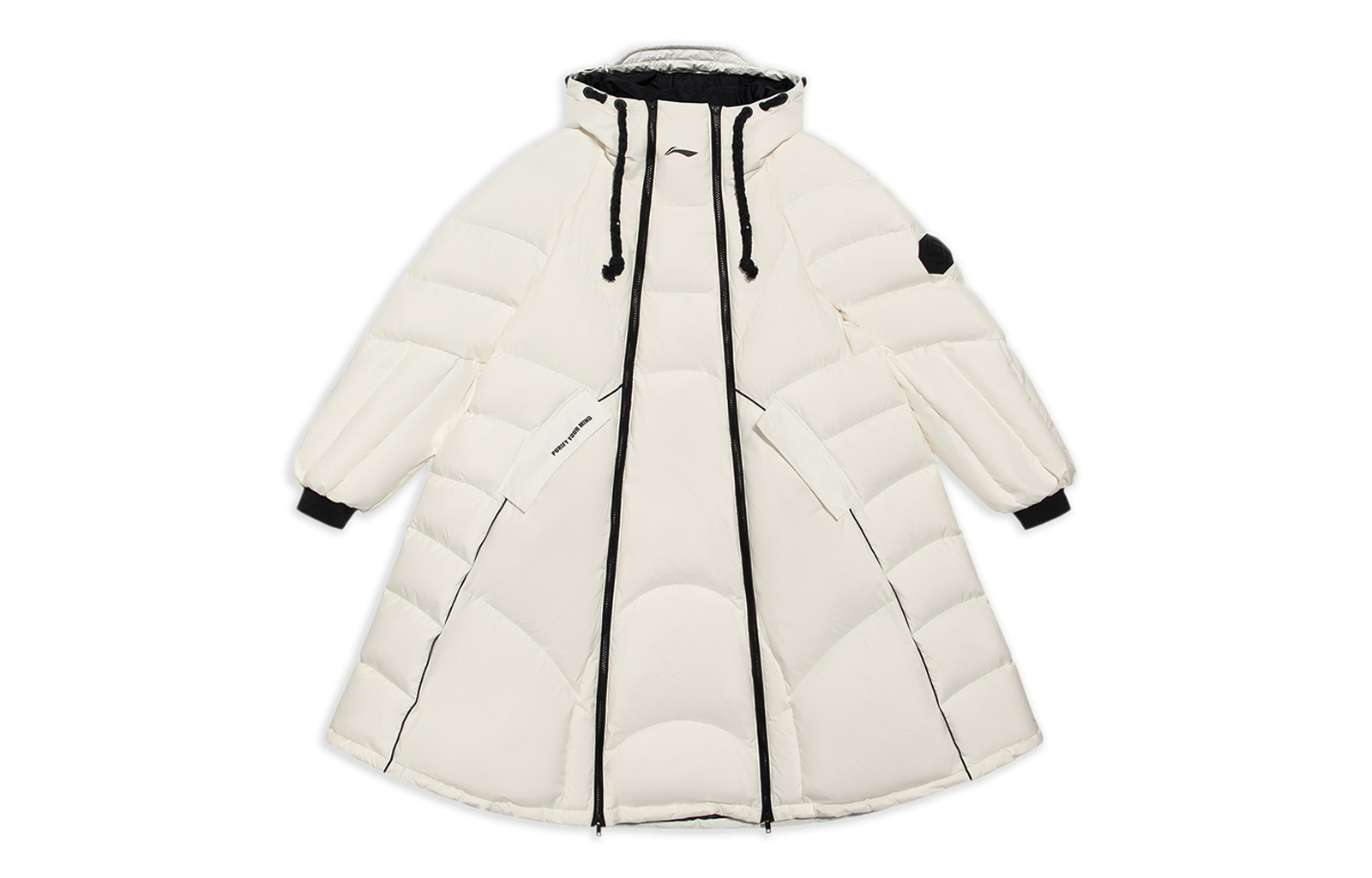 

LINING Спортивная куртка пуховик унисекс бежево-черная, Ecru/Black