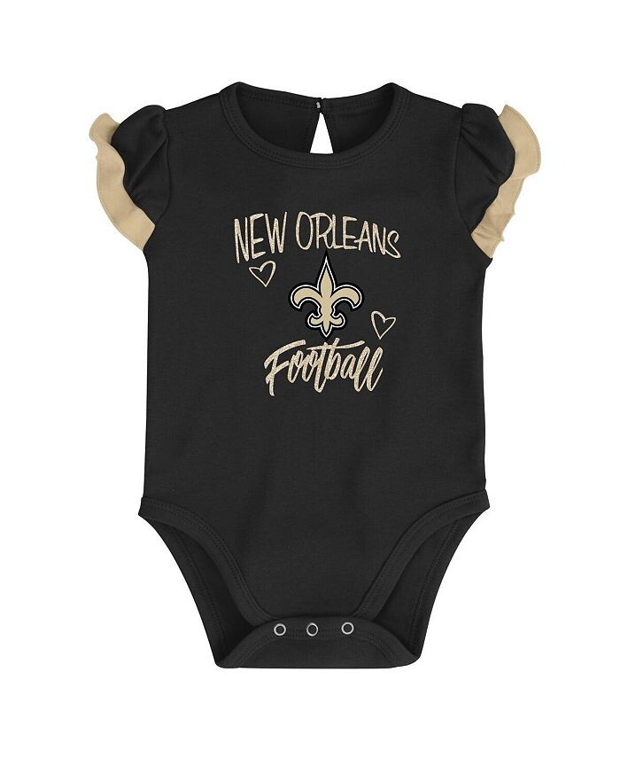 Комплект боди из двух частей New Orleans Saints Too Much Love для новорожденных, черный, золотой цвета Vegas, New Orleans Saints Too Much Love Outerstuff, черный — фото 3