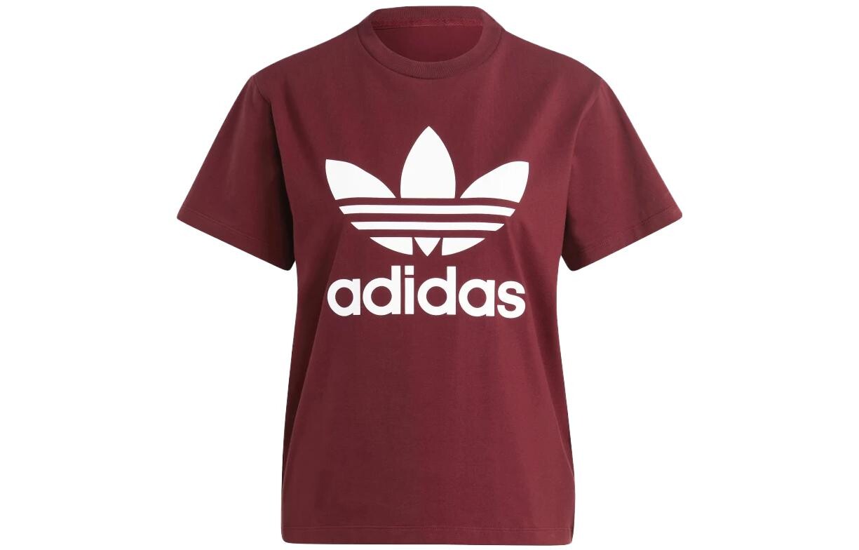 

Футболка с трилистником женская красная Adidas Originals