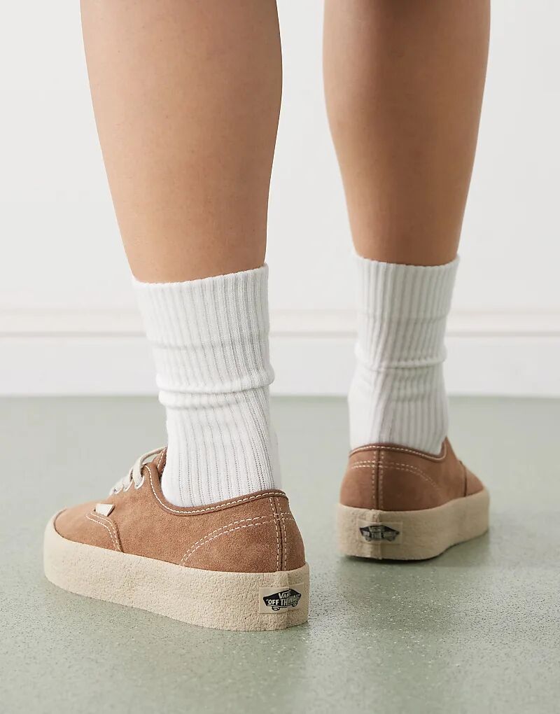 Замшевые кроссовки Vans Authentic средне-коричневого цвета с креповой подошвой — фото 3