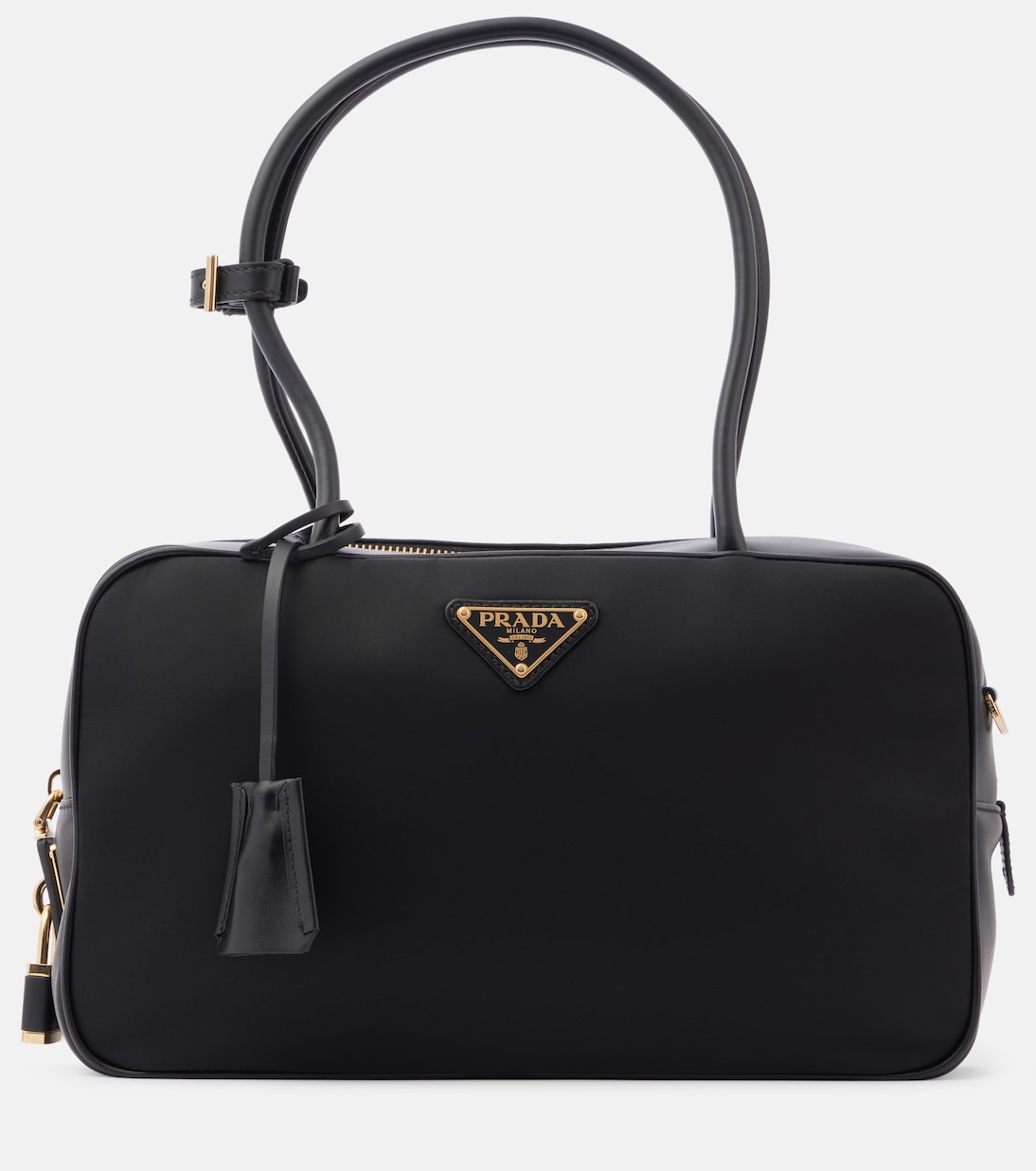 

Кожаная наплечная сумка из переработанного нейлона Prada, черный
