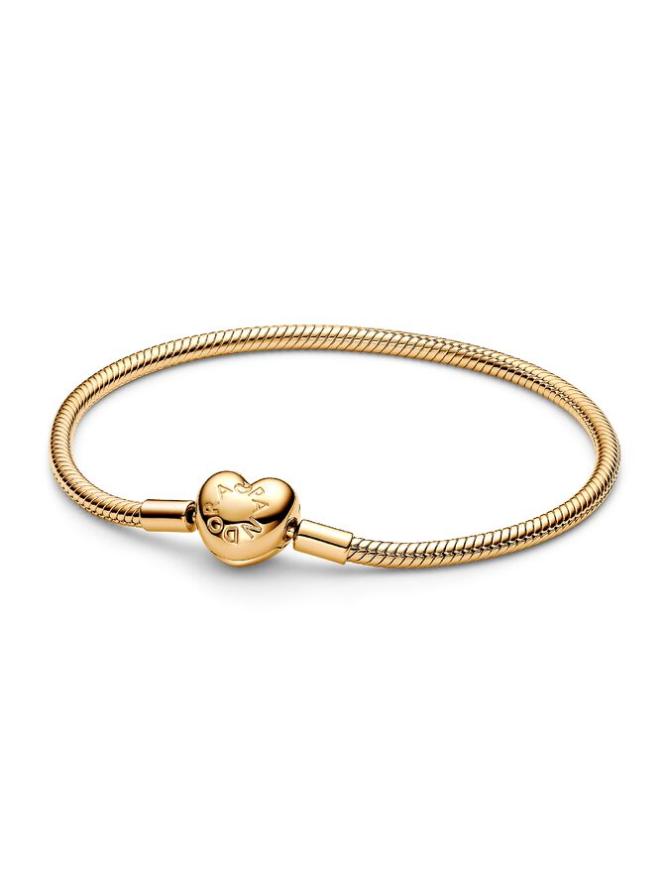 

Браслет Pandora Moments Heart Clasp Snake Chain Bracelet, золото