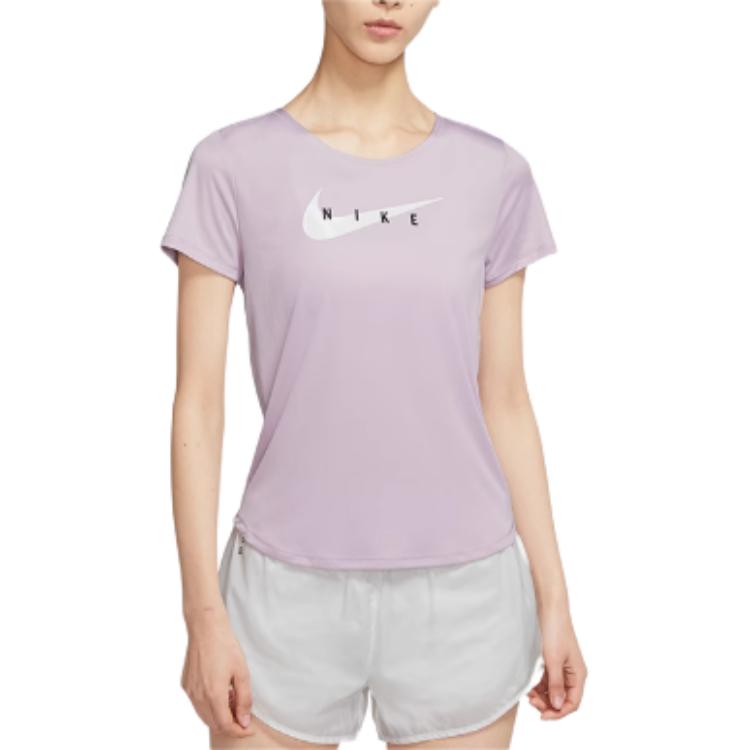 Nike Футболка Swoosh Dri Fit женская светло-фиолетовая — фото 3