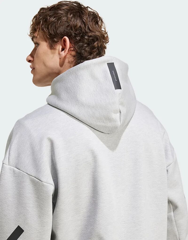 Спортивная куртка adidas Originals ZNE премиум-класса с капюшоном и застежкой-молнией серого цвета Adidas Performance — фото 3