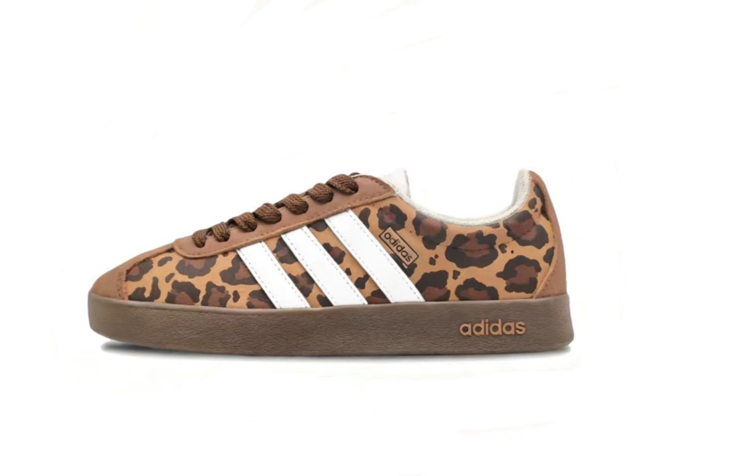 

VL COURT 2.0 White Leopard Print дышащие низкие кроссовки для скейтбординга унисекс белый Adidas, светло-коричневый