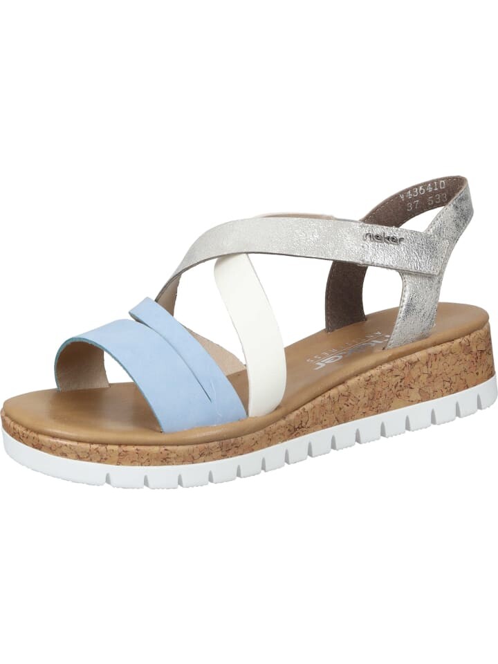 

Классические босоножки rieker, цвет aqua/offwhite/fog/silver