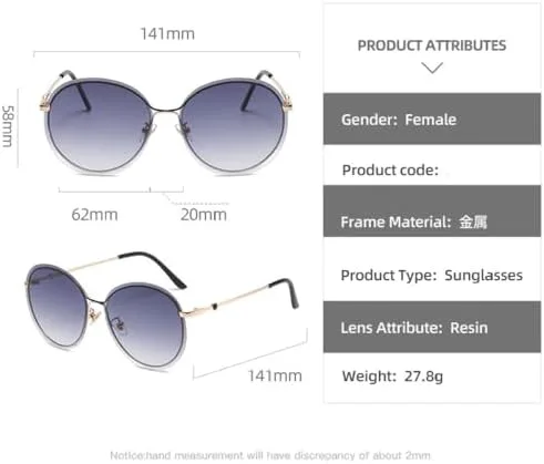 

Женские солнцезащитные очки в металлической оправе, винтажные, с градиентным переходом цвета, защита от УФ-излучения UV400, модные круглые очки-маска MTZJH, Brown