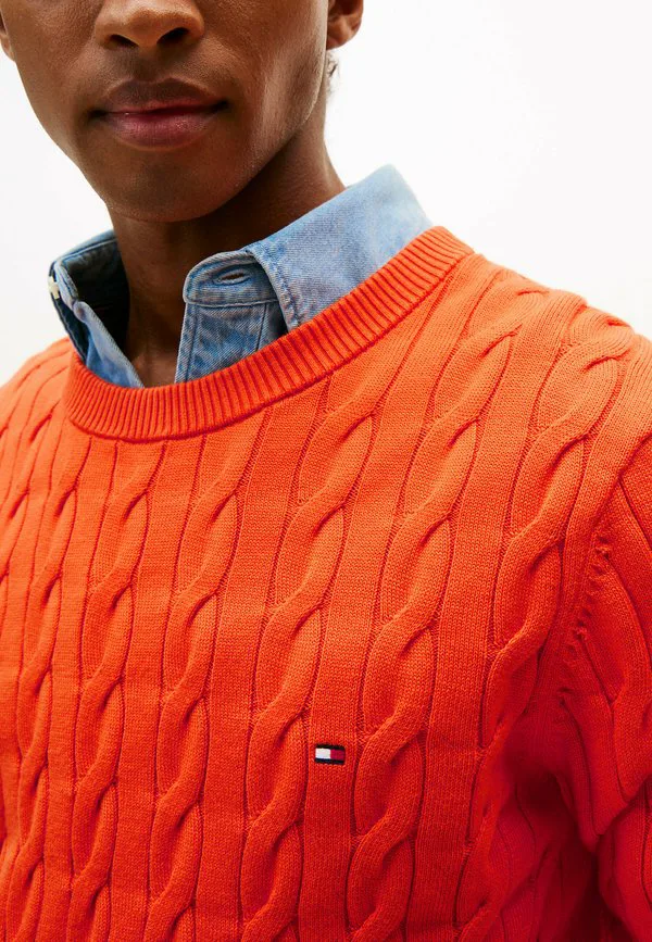 Свитер с вышивкой флага и косами Tommy Hilfiger, Brilliant Orange — фото 4