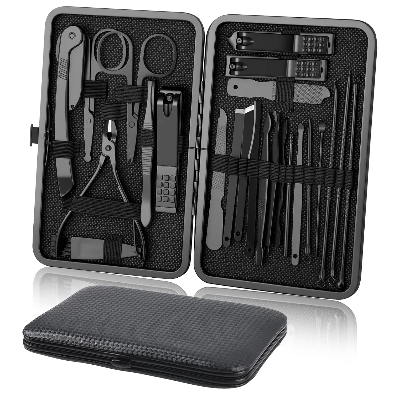 Набор для маникюра и педикюра URAQT из 24 предметов, зеленый Uraqt, 24Pcs - Black