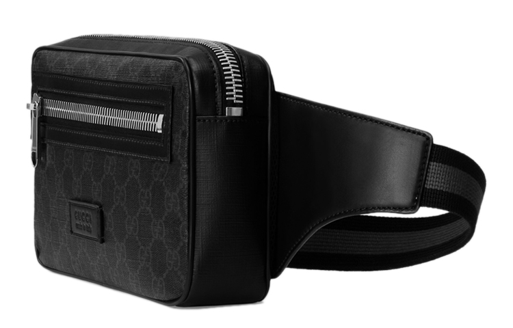 GUCCI Сумка через плечо Canvas с кожаным ремнем, кроссбоди, поясная сумка Men's Black — фото 2