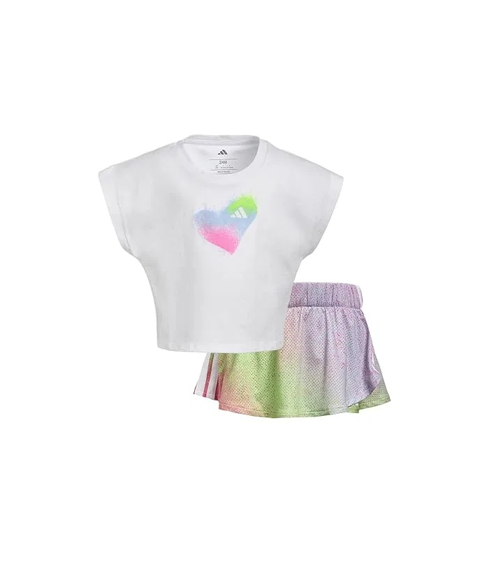 Детский набор: футболка без рукавов и юбка-шорты Aop Sleeveless Box Tee Faux Wrap Skort Set Adidas Kids, Black Adi