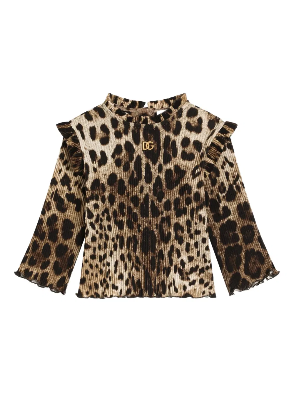 Блузка с леопардовым принтом Dolce & Gabbana Kids, коричневый