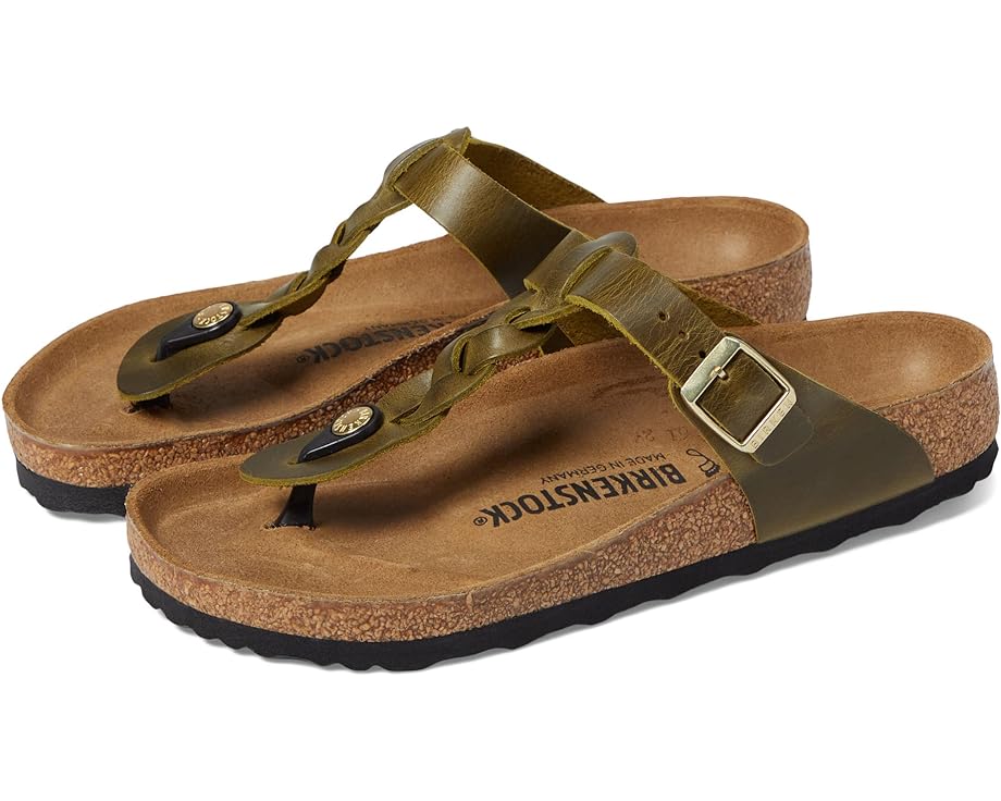 

Сандалии Birkenstock Gizeh Braided - Oiled Leather, цвет Green Olive Oiled Leather