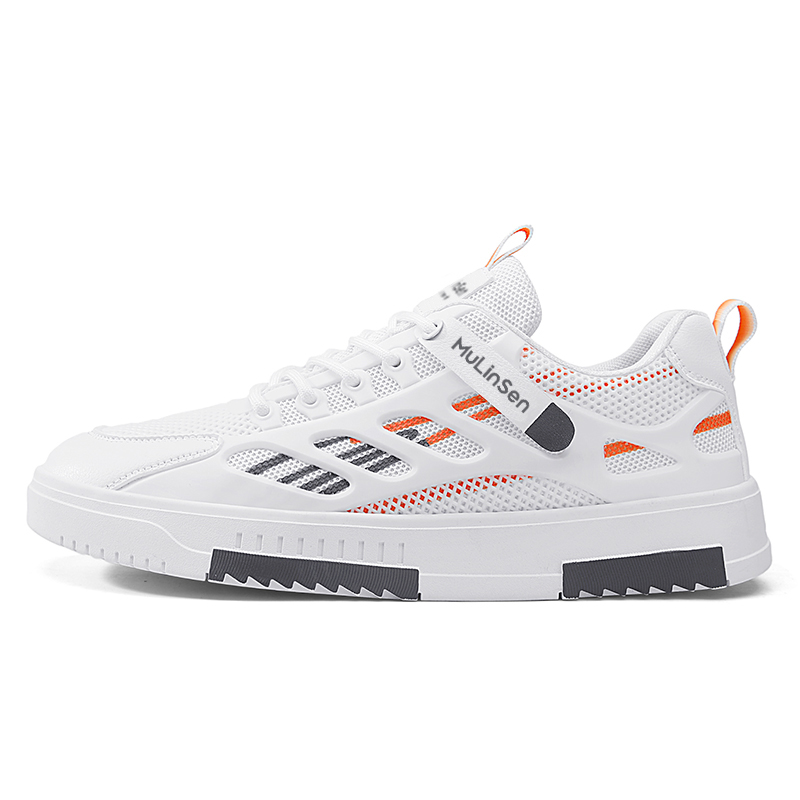 

Mulinsen Мужские низкие скейтерские кроссовки бело-оранжевые, цвет White Orange