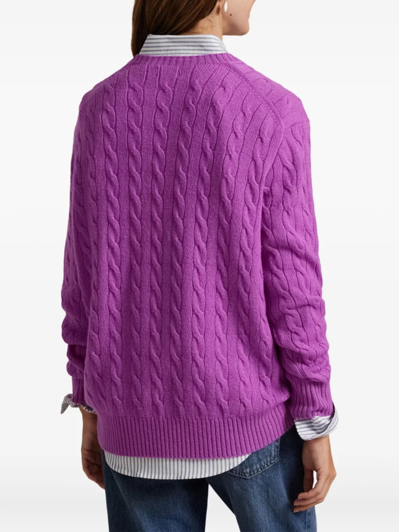 Polo Ralph Lauren свитер фактурной вязки, фиолетовый — фото 4