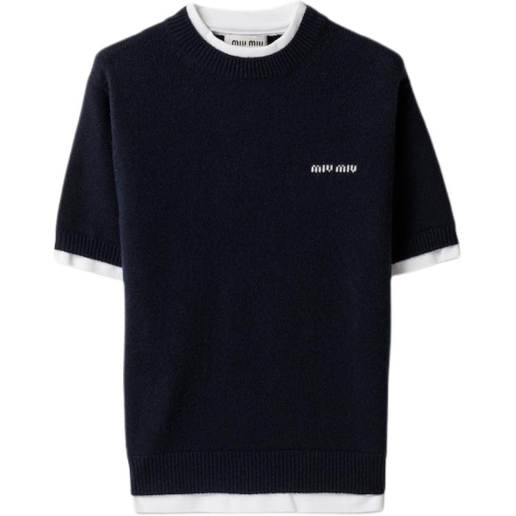 

Футболка с коротким рукавом и круглым вырезом MIU MIU, синий