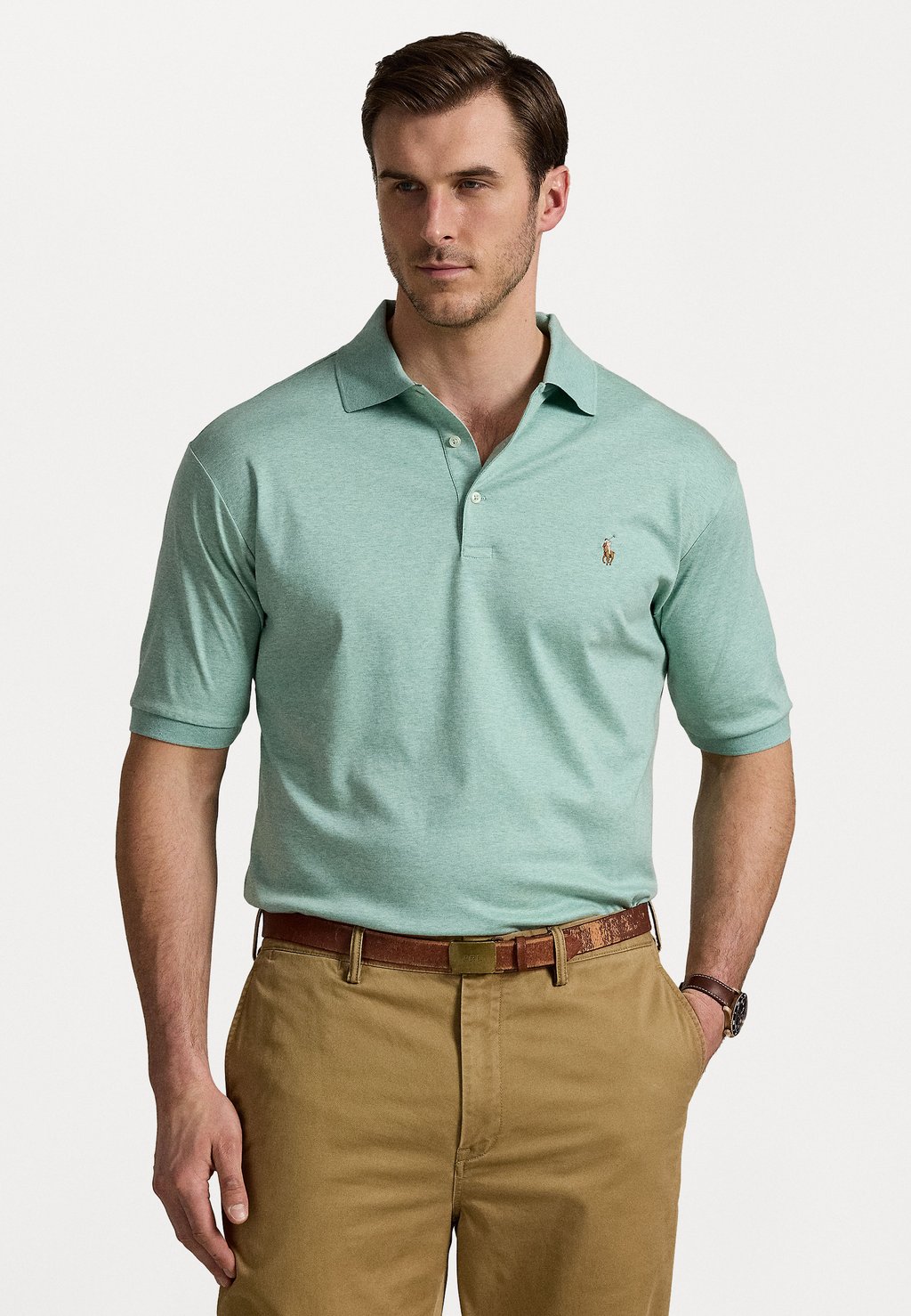 

Рубашка поло SOFT COTTON POLO SHIRT Polo Ralph Lauren Big & Tall, светло-серый