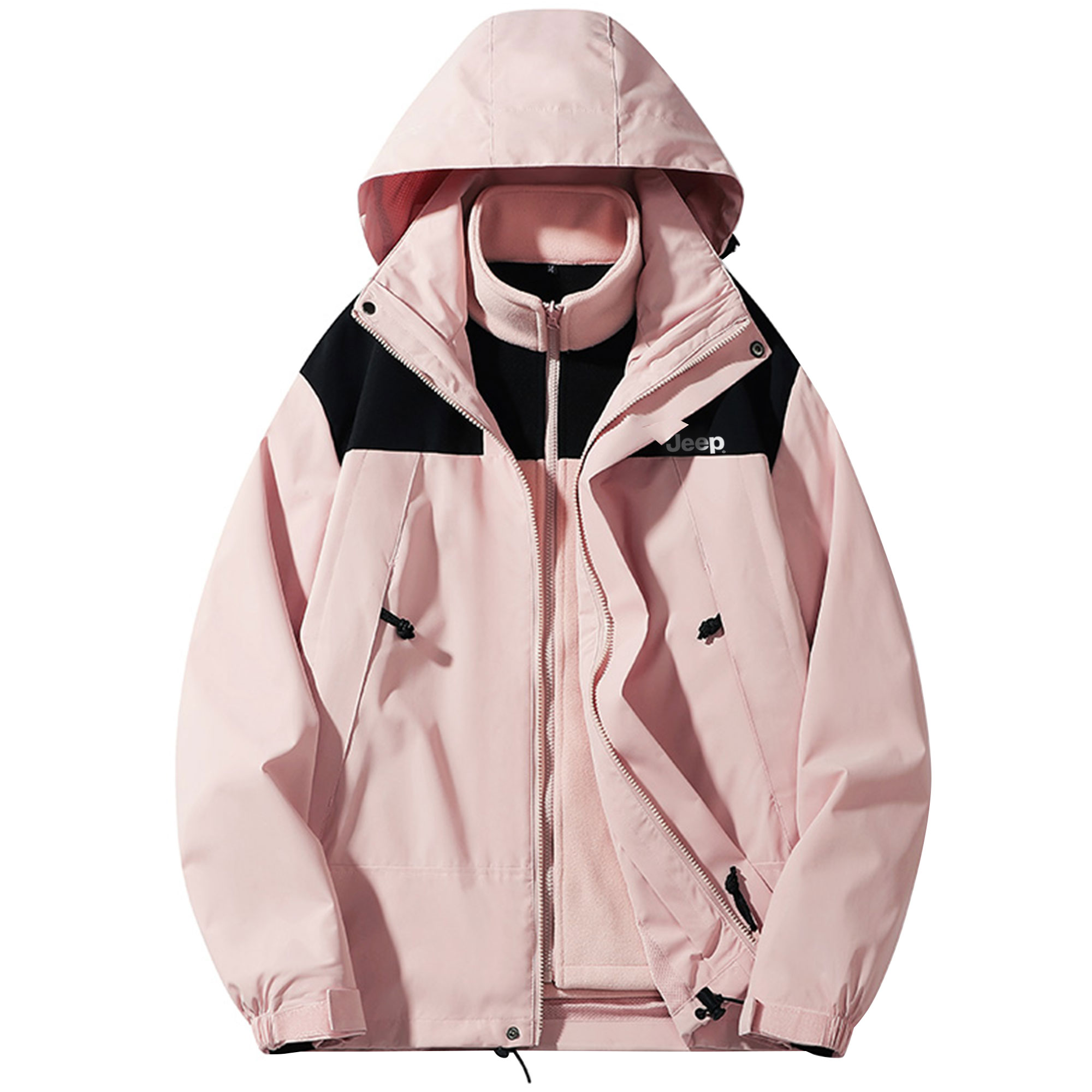 

Jeep Ветрозащитная непромокаемая дышащая утепленная куртка унисекс, Soft Pink[3-in-1]
