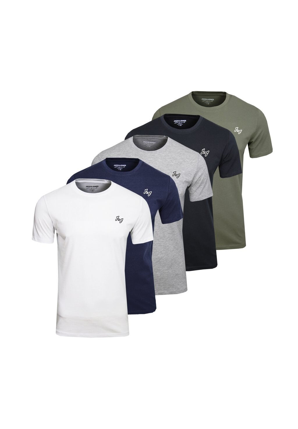 

Футболка базовая JOSEPH 5ER PACK Jack & Jones, цвет light grey mela lgmnbts
