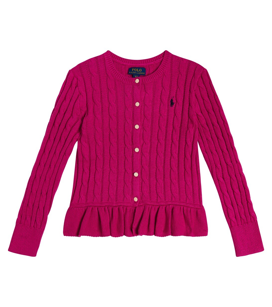 

Кардиган вязки косами из хлопка с вышивкой Polo Ralph Lauren, розовый