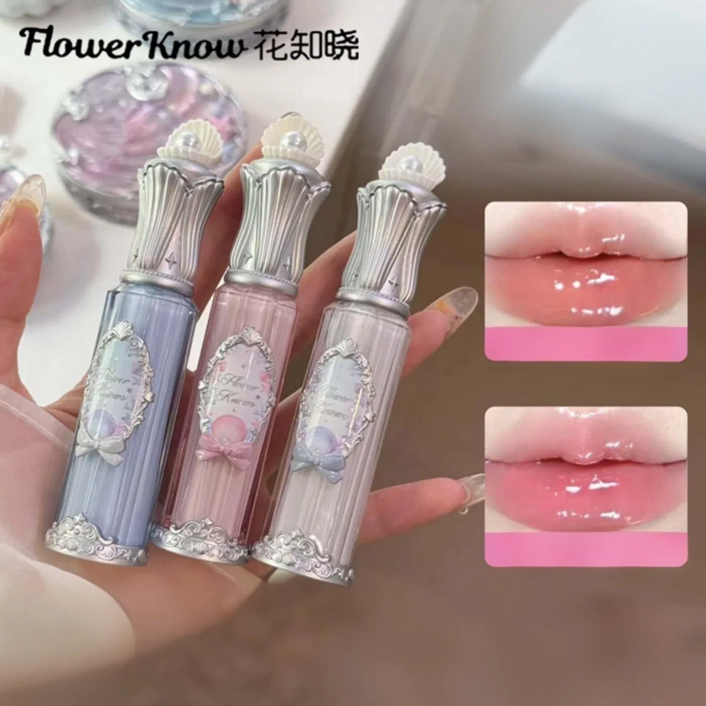 Блеск для губ FlowerKnows U Shell Pearl Lip Essence Gloss, увлажняющий, розовый, 1 шт — фото 3