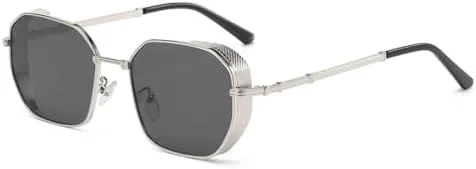 

Солнцезащитные очки 2026 года, прямоугольные, для женщин, металлические, классические минималистичные, для мужчин, защита от солнца UV400 MTZJH, Silver Grey