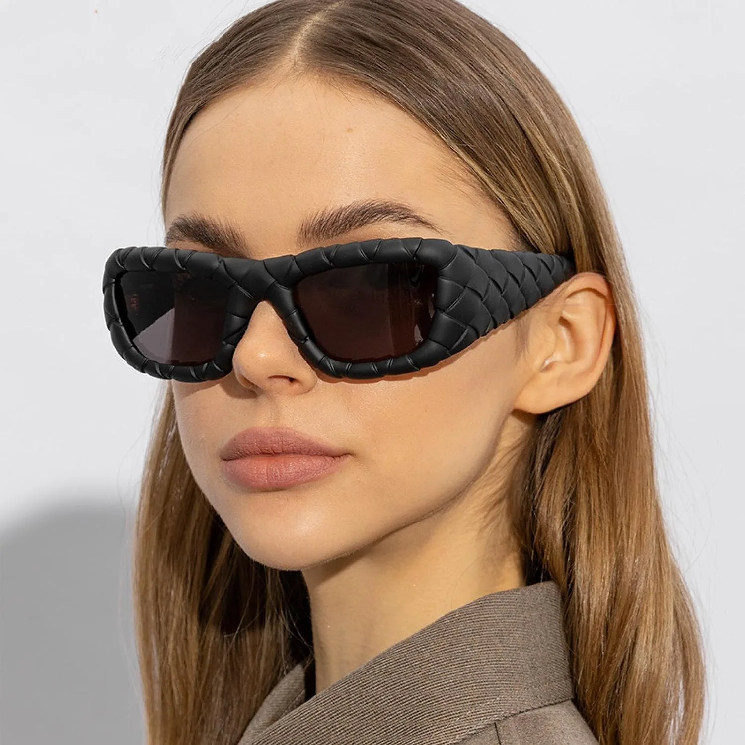 

Модные прямоугольные солнцезащитные очки с узором «интреччиато» для женщин и мужчин, роскошные, популярные винтажные очки для мужчин и женщин generic, C7pink