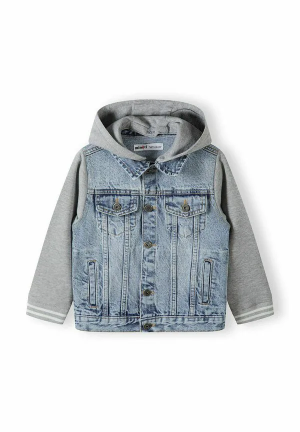 Джинсовая куртка с флисовым капюшоном и рукавами Minoti, Light Blue Denim — фото 3