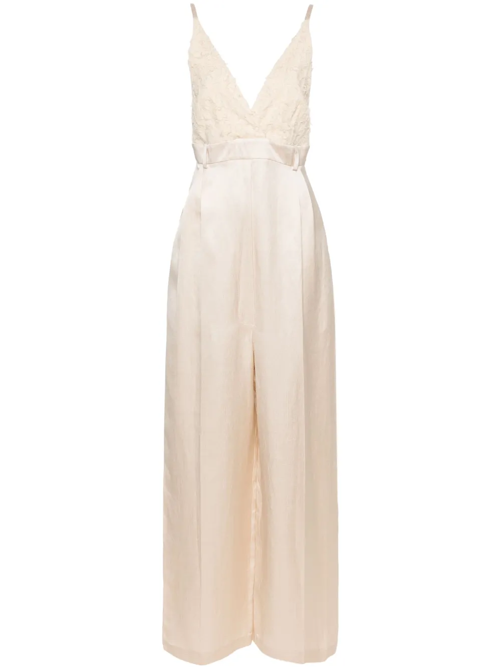 

Комбинезон с V-образным вырезом и широкими брюками Alysi, светло-бежевый