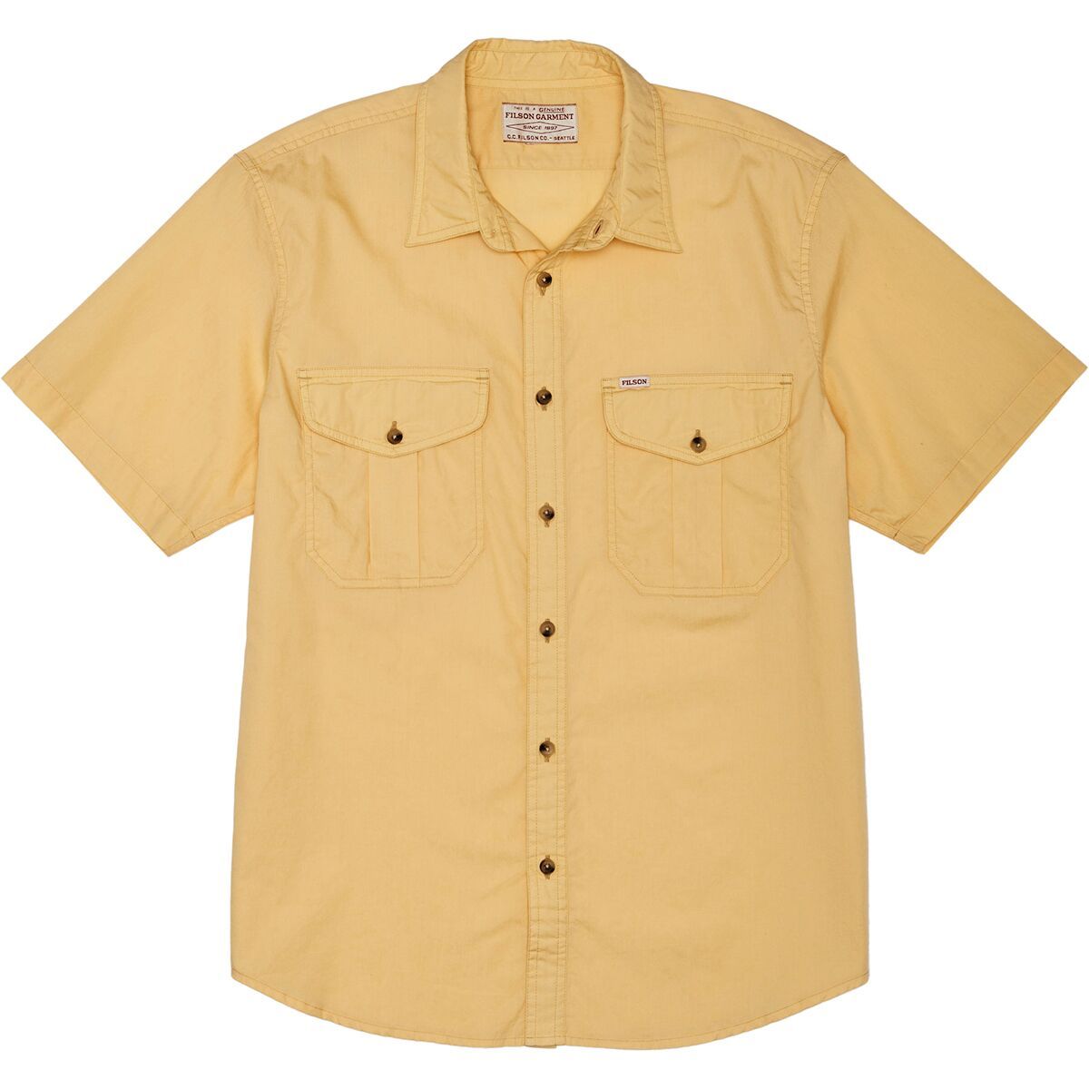 

Выстиранная рубашка с коротким рукавом из перьевой ткани Filson, цвет straw