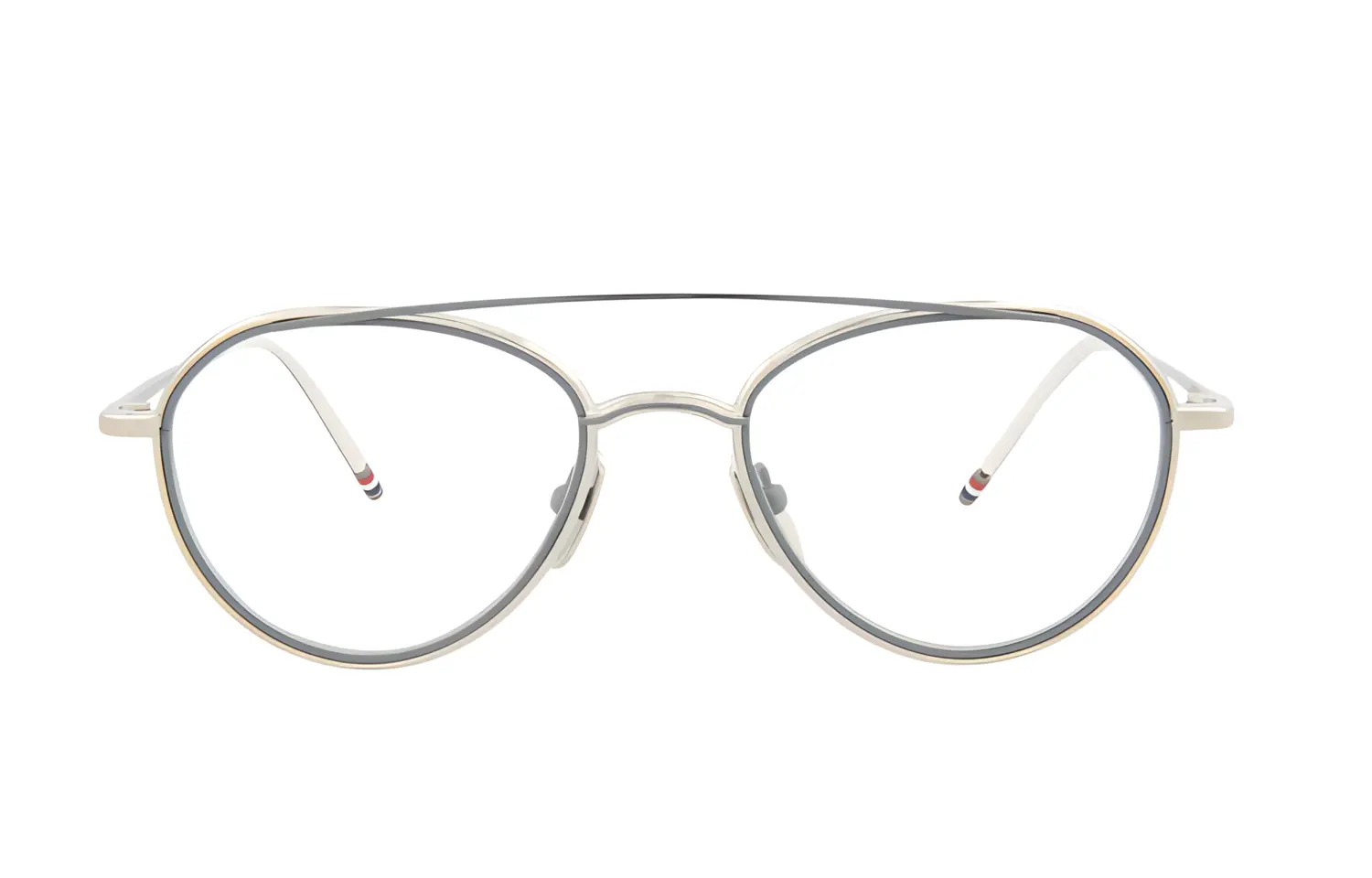 

THOM BROWNE Металлическая авиаторская оправа для очков унисекс серебристая, Silver