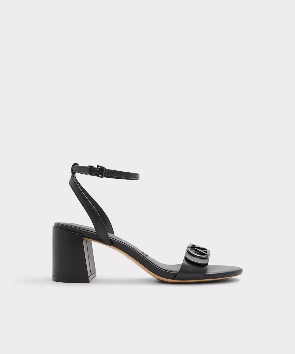 

Женские кожаные босоножки на каблуке с круглым носком Aldo, черный