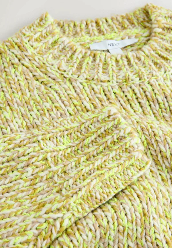 Джемпер с круглым вырезом и закрученным низом Next, Fluro Yellow Multi — фото 2
