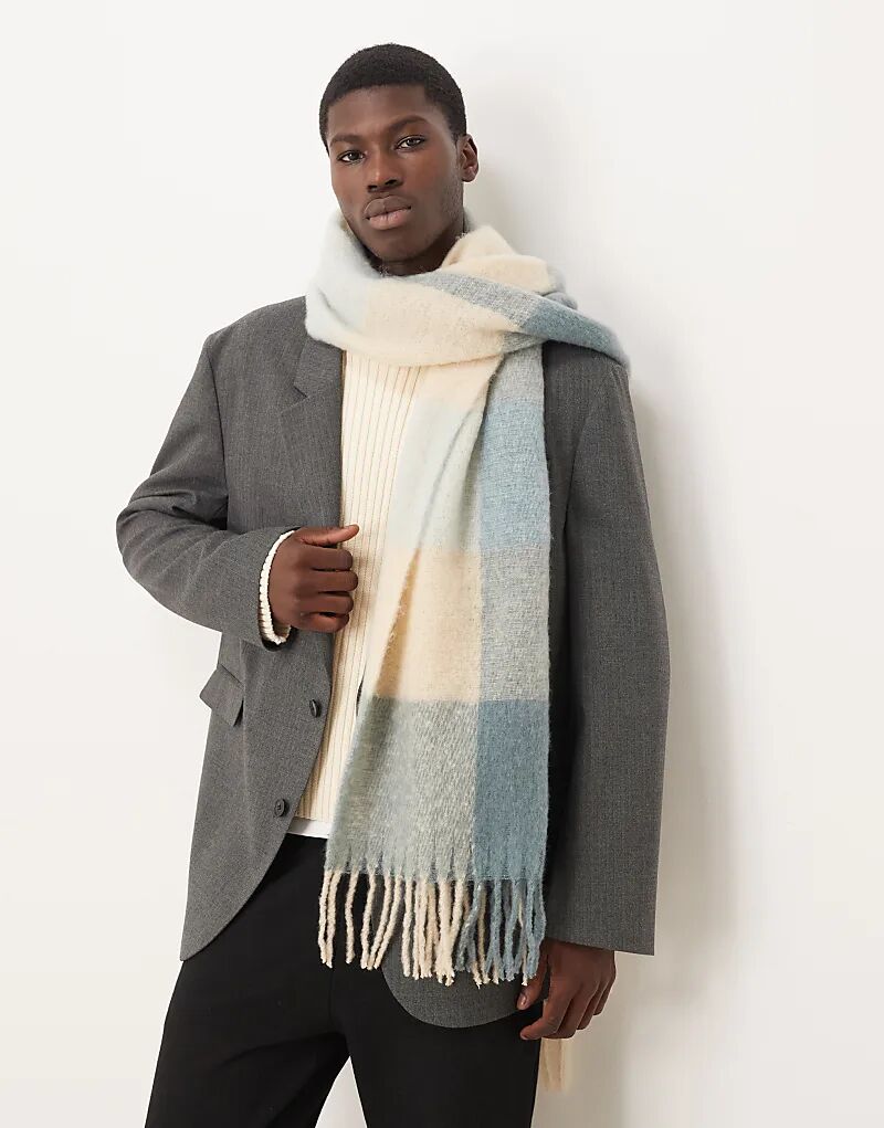 

Большой тканый клетчатый шарф ASOS DESIGN светло-голубого цвета